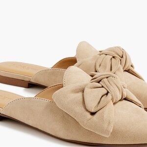 J.CREW:NWT Woman's Size8 Trendy Sueded Bow Mules in Warm Tan/Nude/Carmel(no box)